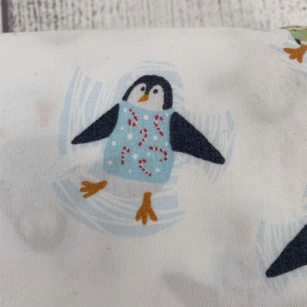 Cynthia Rowley Sheet Set QUEEN White Penguins Christmas Sweater Whimsical Soft